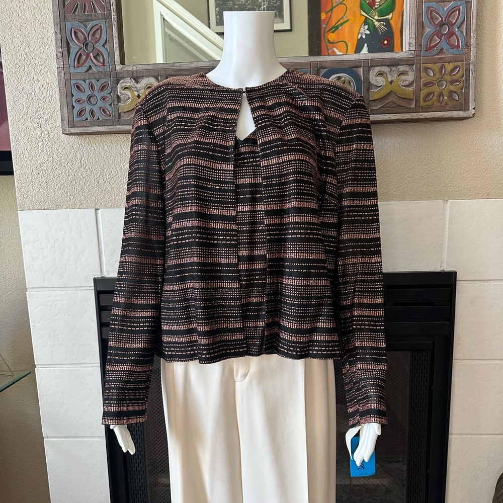 NWT vtg Cachet xl tank and jacket black with copper glitter stripes